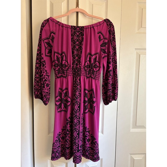 Max Edition Boho Peasant Dress – Size Medium – Purple & Black Floral Paisley - Picture 7 of 8